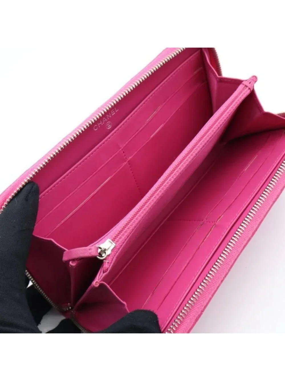 Chanel Zip Around Wallet Quilted Pink